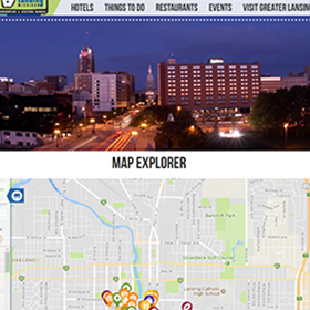 Screen image of Greater Lansing Michigan interactive map